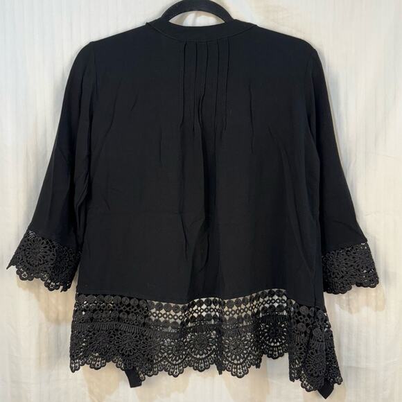 Xhilaration Open Cardigan Rayon Lace Trim Size Medium Whimsigoth Goth Y2K - Picture 3 of 7